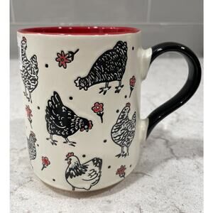 Cammy Hen Hand-painted Mug 2024 Spectrum Designz 17oz Embossed Red Black Chicken